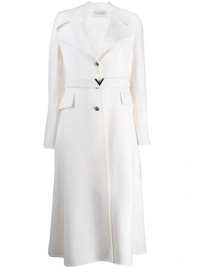 Shop Valentino Cashmere V Belt Midi Coat In Neutrals