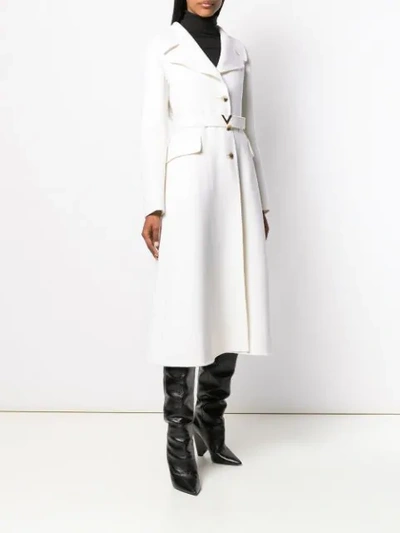 Shop Valentino Cashmere V Belt Midi Coat In Neutrals