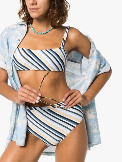 Shop Asceno Striped Bandeau Bikini In Multicolour