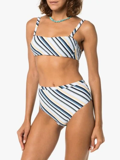 Shop Asceno Striped Bandeau Bikini In Multicolour