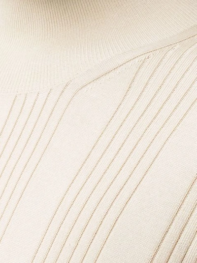 Shop Burberry Rib Knit Silk Turtleneck Sweater In White