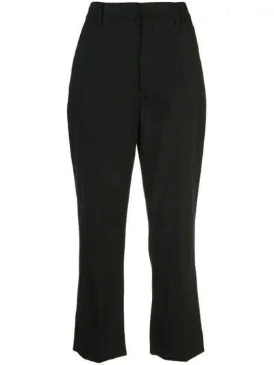 Shop Prada Cropped Flared Trousers In Black