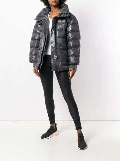 Shop Adidas By Stella Mccartney Zip Front Puffed Jacket - Grey