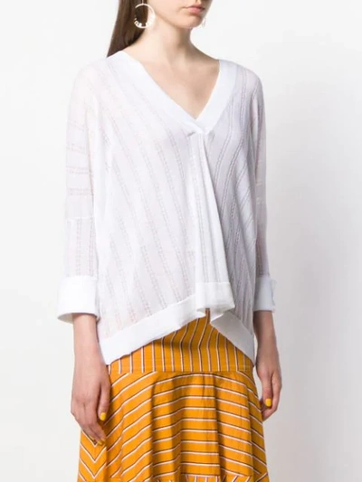 AUTUMN CASHMERE STRIPED KNITTED TOP - 白色