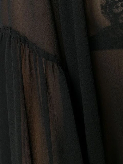 Shop Saint Laurent Sheer Tie Neck Blouse In Black