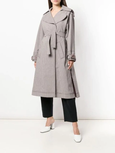 Shop Cedric Charlier Checked Trench Coat In Grey