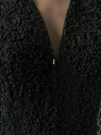 Shop Talbot Runhof Long Crochet V-neck Dress In Black
