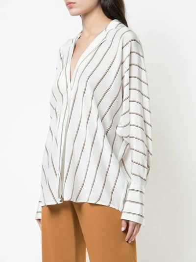 Shop A.l.c Striped Oversized Blouse In Wh/bl/oc