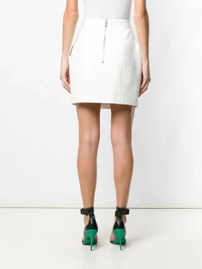 Shop Balmain Double Breasted Skirt In White