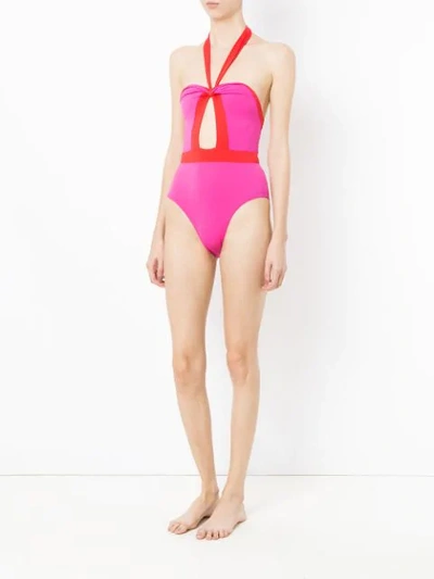 Shop Amir Slama Panelled Swimsuit In Pink