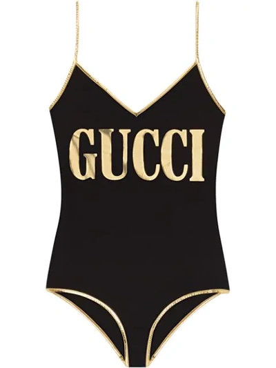 Shop Gucci Lycra Swimsuit With  Print In Black