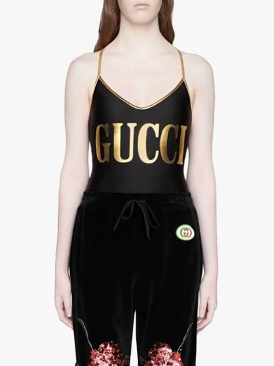 Shop Gucci Lycra Swimsuit With  Print In Black