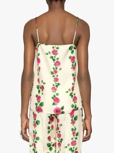 Shop Gucci Rose Garden Print Tank Top In White