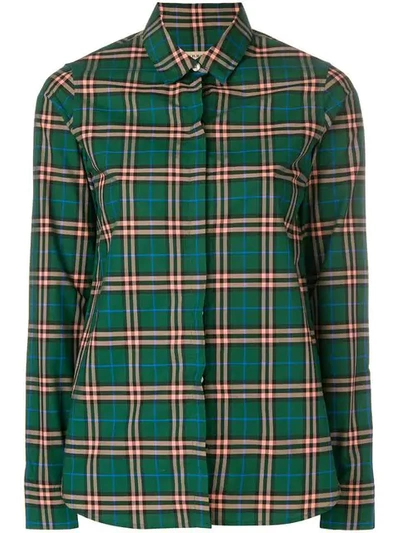 Shop Burberry Check Shirt In Green