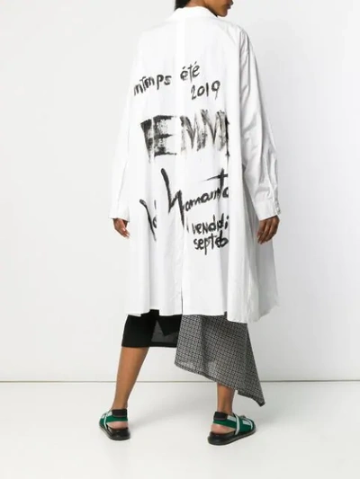 Shop Yohji Yamamoto Printed Oversized Shirt In White