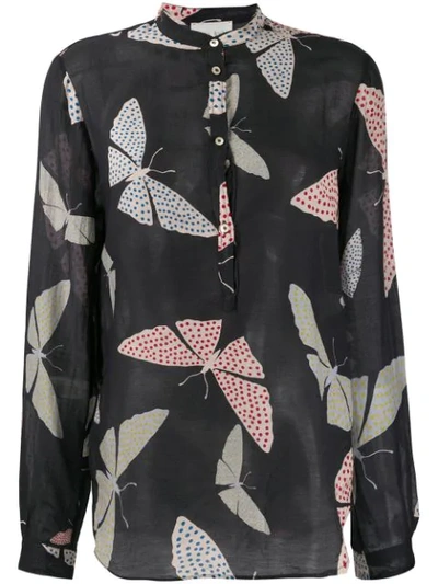 Shop Forte Forte Butterfly Print Shirt In Blue