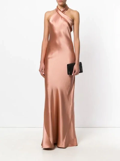 Shop Galvan Pandora Halterneck Dress In Pink