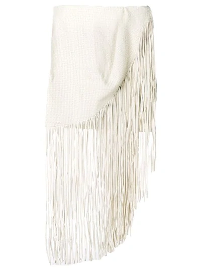 Shop Magda Butrym Fringed Mini Skirt In White