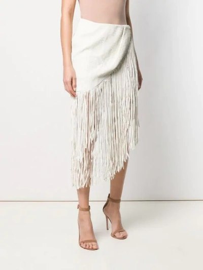 Shop Magda Butrym Fringed Mini Skirt In White