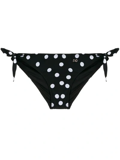 Shop Dolce & Gabbana Polka Dot Bikini Briefs In Black