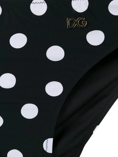 Shop Dolce & Gabbana Polka Dot Bikini Briefs In Black