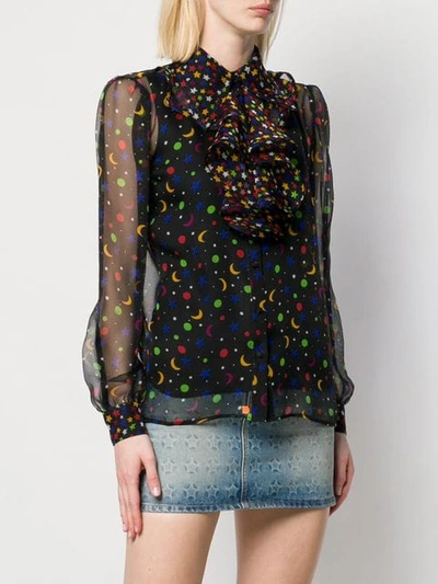 SAINT LAURENT CONSTELLATION SHEER BLOUSE - 黑色