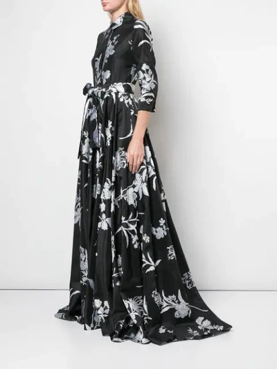 Shop Carolina Herrera Belted Floral Print Dress In Black