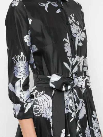 Shop Carolina Herrera Belted Floral Print Dress In Black