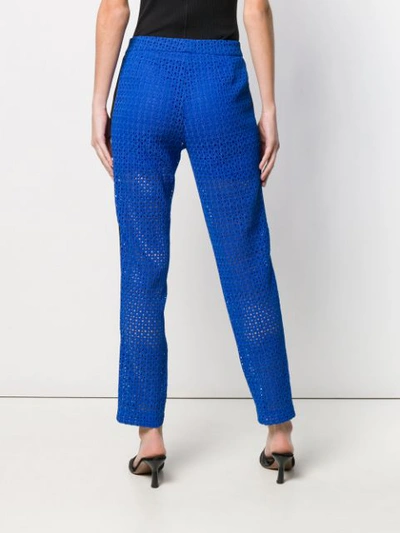 Shop Pinko Fishnet Style Trousers In Blue