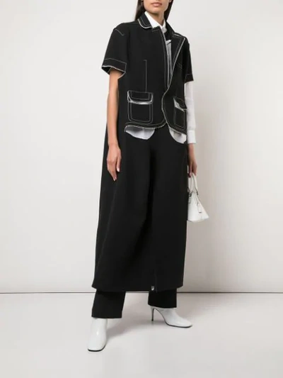 MAISON MARGIELA CUT OUT CONTRAST STITCH COAT - 黑色