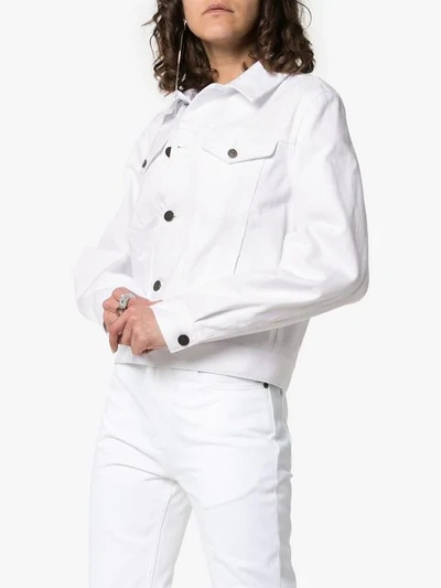 Shop Calvin Klein 205w39nyc Jaws Print Collared Denim Jacket In White
