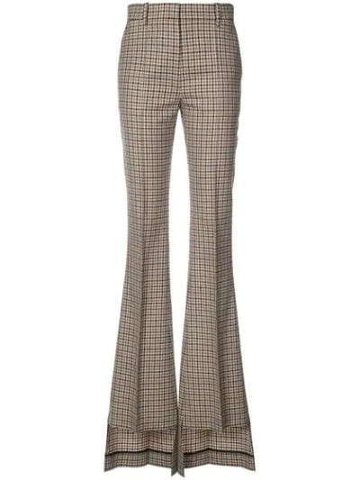 Shop Vera Wang Checked Asymmetric Flared Trousers In Brown