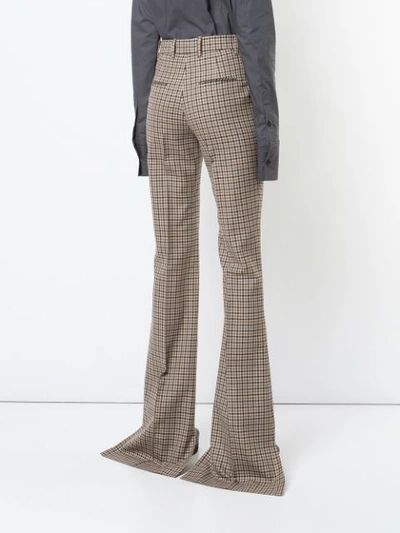 Shop Vera Wang Checked Asymmetric Flared Trousers In Brown