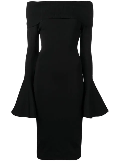 Solace London Mori Midi Dress In Black | ModeSens