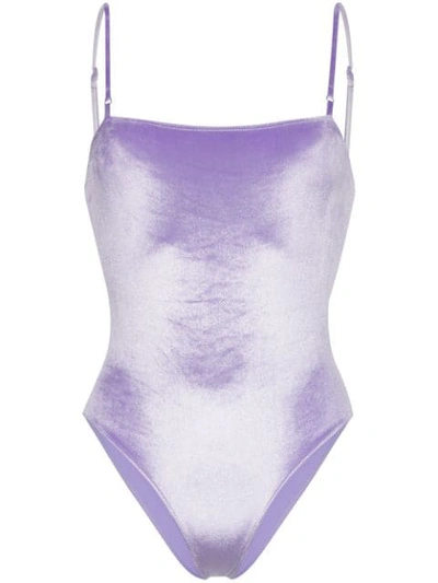 Shop Paper London Stingray Velvet Swimsuit In Purple