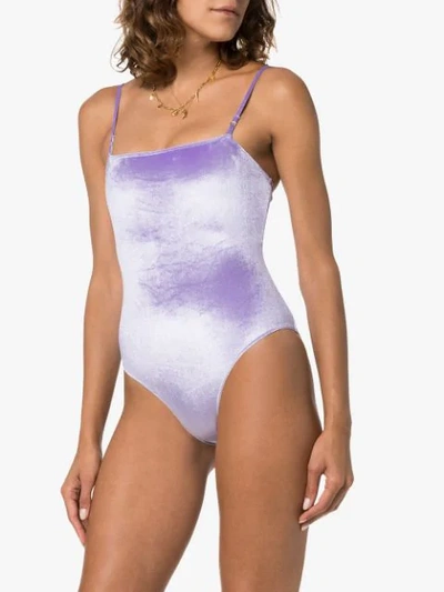 Shop Paper London Stingray Velvet Swimsuit In Purple