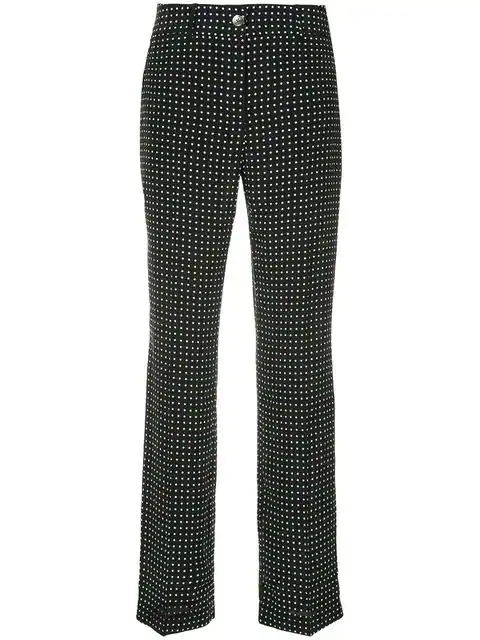 black and white polka dot trousers