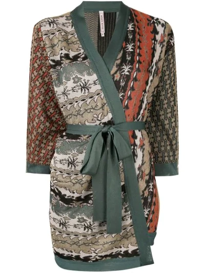 Shop Antonio Marras Patchwork Wrap Cardigan In Multicolour