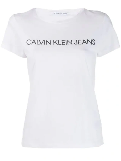 Shop Calvin Klein Jeans Est.1978 Logo Printed T-shirt In White