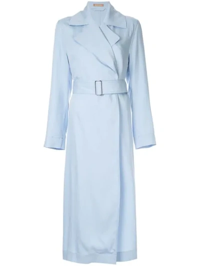 Shop Nehera Asymmetric Hem Trench Coat In Blue
