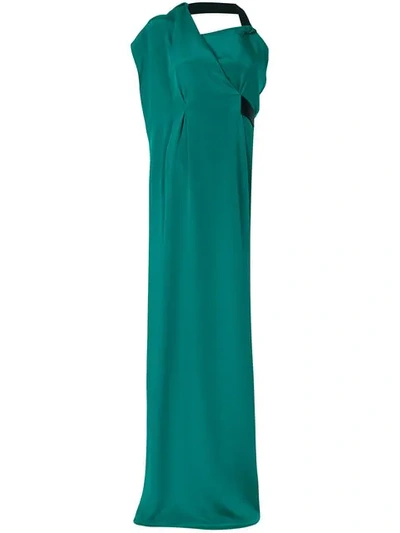 Shop Roland Mouret Asymmetric Long Dress - Green