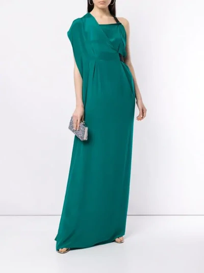 Shop Roland Mouret Asymmetric Long Dress - Green