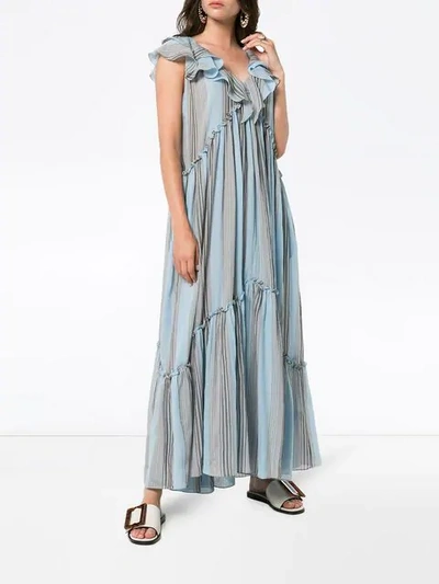 Shop Three Graces Wilhelmina Marari Stripe Maxi Dress - Blue