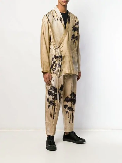 Shop Uma Wang Tree Print Kimono Blazer In Neutrals