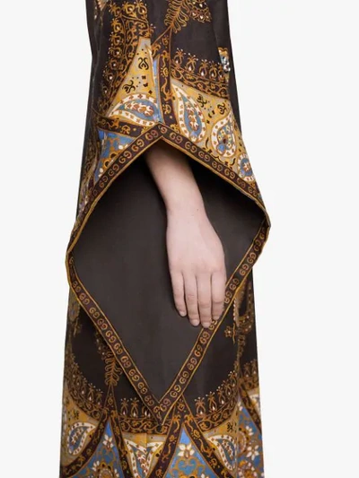 Shop Gucci Canvas Kaftan With Paisley Print In Brown