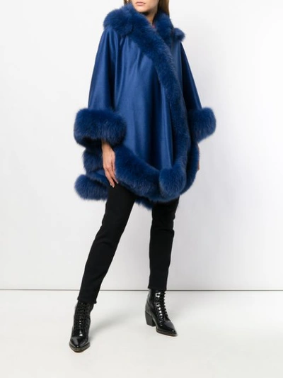 Shop Liska Hooded Fur In Blue