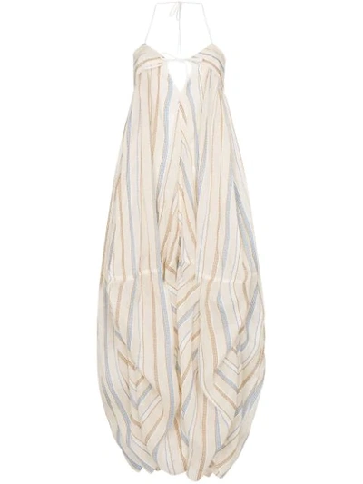 Shop Jacquemus Striped Oversized Dress In Neutrals