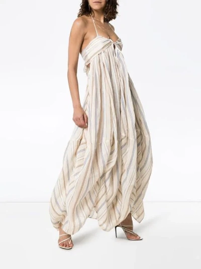 Shop Jacquemus Striped Oversized Dress In Neutrals
