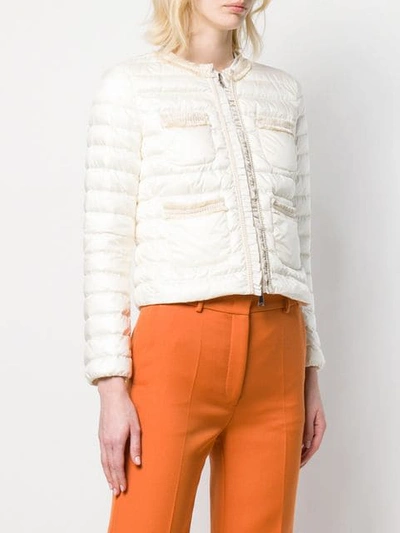 Shop Moncler Cropped Quilted Jacket In White