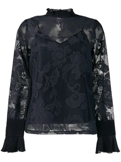Shop See By Chloé Lace Embroidered Blouse In Blue